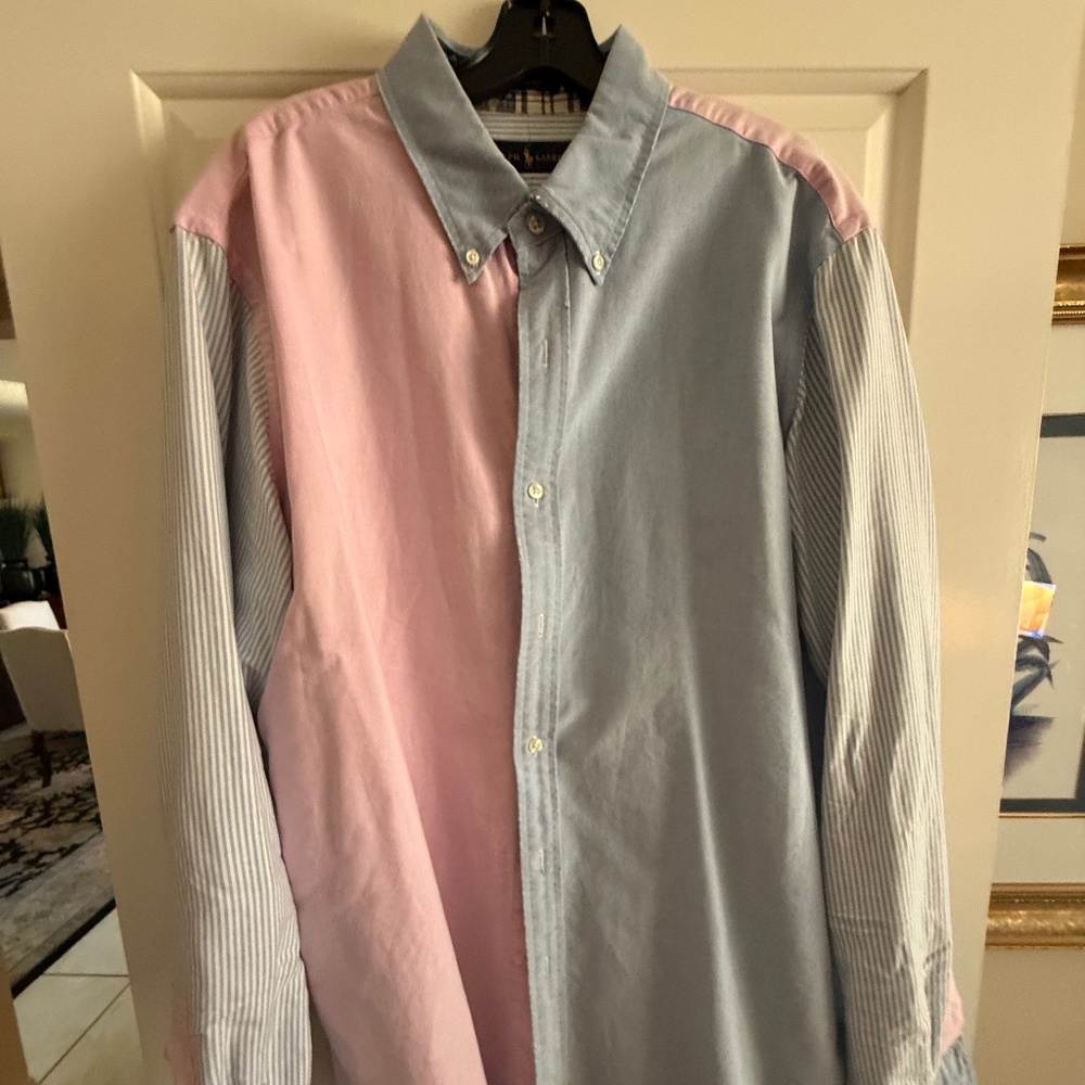 POLO RALPH LAUREN LS MULTI PATTERN SHIRT COTTON OXFORD XL